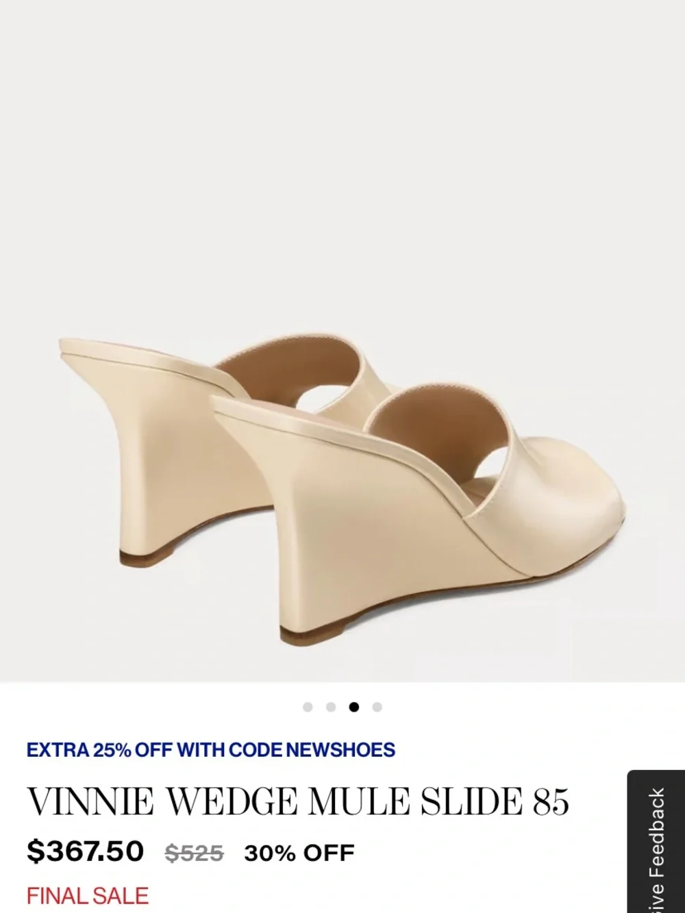 Y2K Stuart Weitzman Vinnie Wedge Mule Slide in Cream size 7B